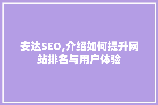 安达SEO,介绍如何提升网站排名与用户体验