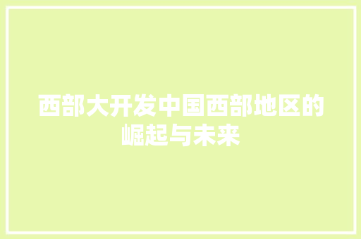 西部大开发中国西部地区的崛起与未来
