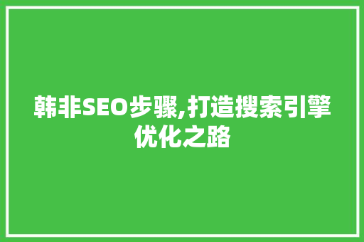韩非SEO步骤,打造搜索引擎优化之路
