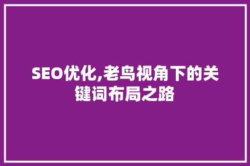 SEO优化,老鸟视角下的关键词布局之路
