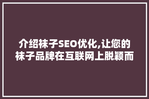 介绍袜子SEO优化,让您的袜子品牌在互联网上脱颖而出  第1张