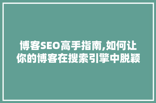 博客SEO高手指南,如何让你的博客在搜索引擎中脱颖而出