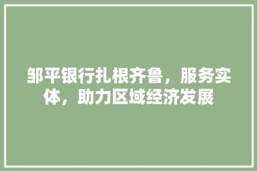 邹平银行扎根齐鲁，服务实体，助力区域经济发展