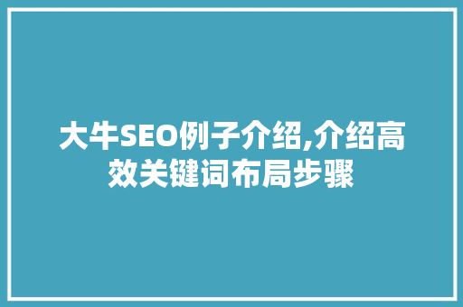 大牛SEO例子介绍,介绍高效关键词布局步骤