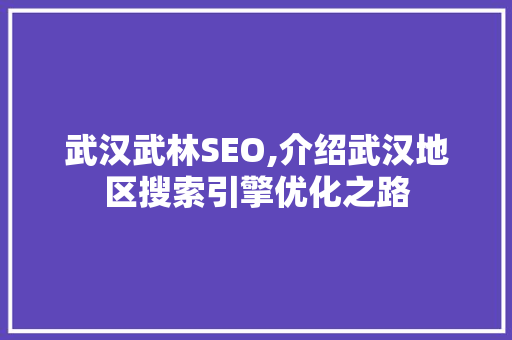 武汉武林SEO,介绍武汉地区搜索引擎优化之路