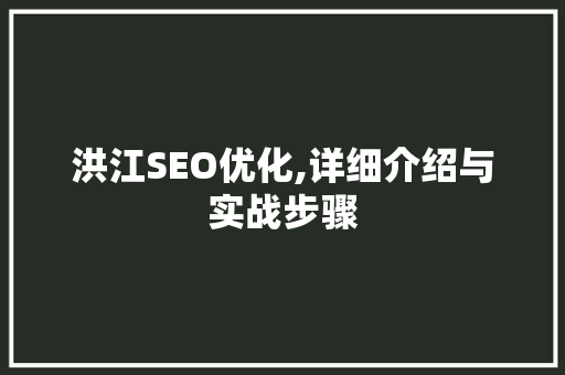 洪江SEO优化,详细介绍与实战步骤