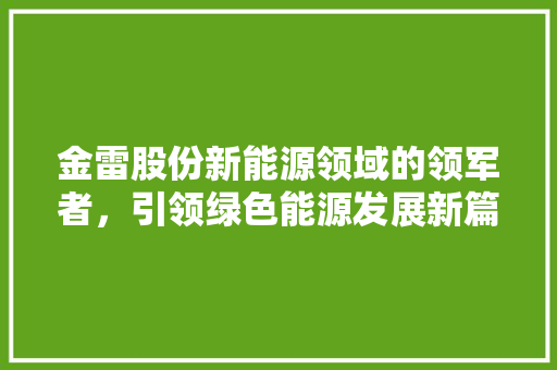 金雷股份新能源领域的领军者，引领绿色能源发展新篇章