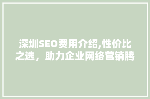 深圳SEO费用介绍,性价比之选，助力企业网络营销腾飞