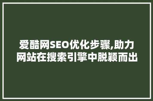 爱酷网SEO优化步骤,助力网站在搜索引擎中脱颖而出