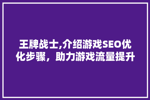 王牌战士,介绍游戏SEO优化步骤，助力游戏流量提升