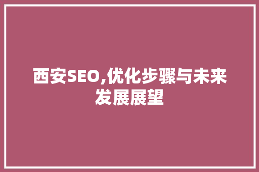 西安SEO,优化步骤与未来发展展望