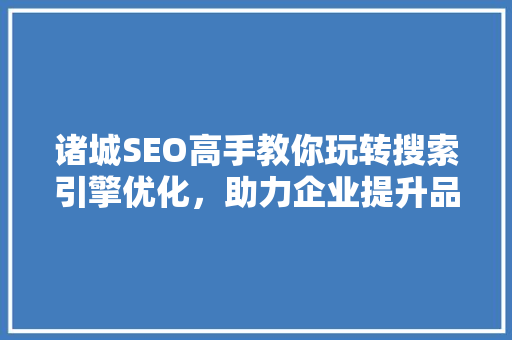 诸城SEO高手教你玩转搜索引擎优化，助力企业提升品牌影响力