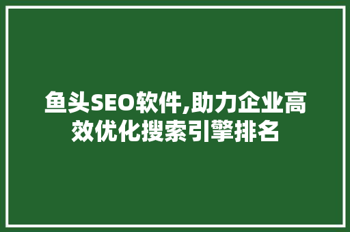 鱼头SEO软件,助力企业高效优化搜索引擎排名