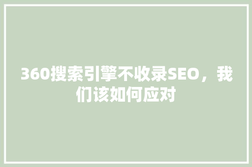 360搜索引擎不收录SEO，我们该如何应对