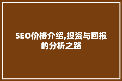 SEO价格介绍,投资与回报的分析之路