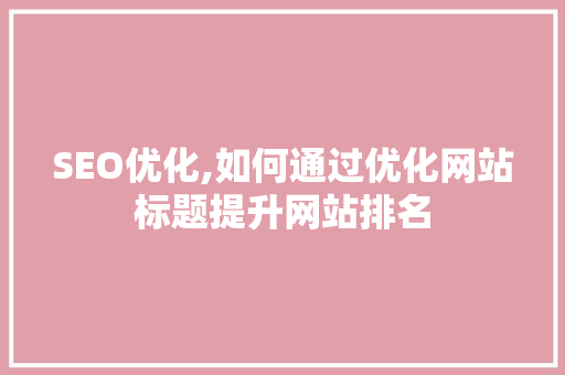 SEO优化,如何通过优化网站标题提升网站排名