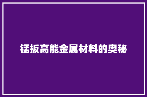 锰扳高能金属材料的奥秘