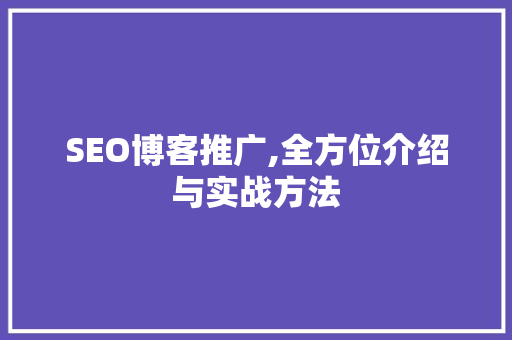 SEO博客推广,全方位介绍与实战方法
