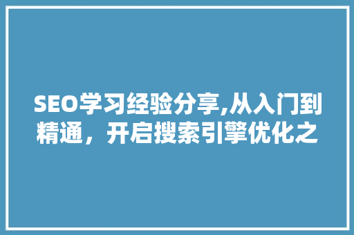 SEO学习经验分享,从入门到精通，开启搜索引擎优化之旅