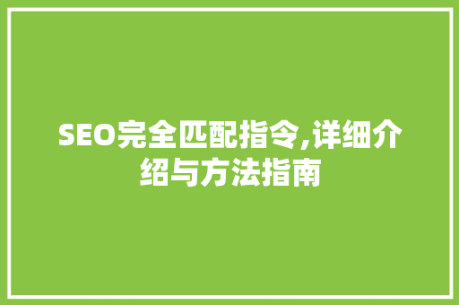 SEO完全匹配指令,详细介绍与方法指南