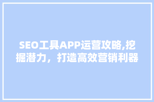 SEO工具APP运营攻略,挖掘潜力，打造高效营销利器