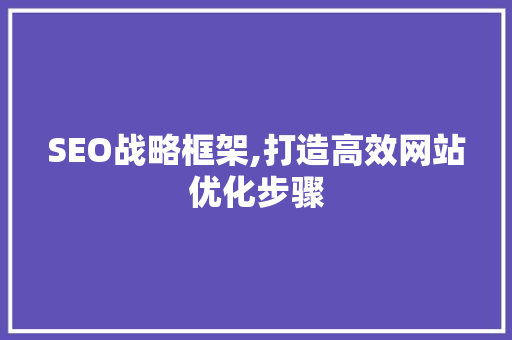 SEO战略框架,打造高效网站优化步骤