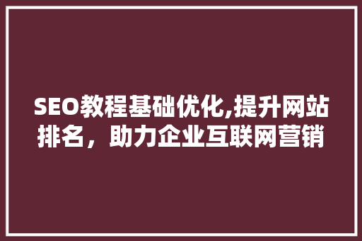 SEO教程基础优化,提升网站排名，助力企业互联网营销