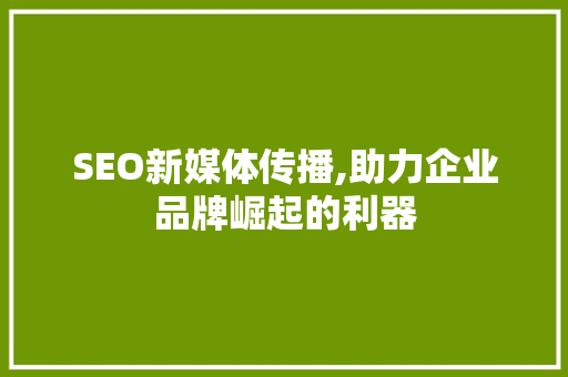 SEO新媒体传播,助力企业品牌崛起的利器