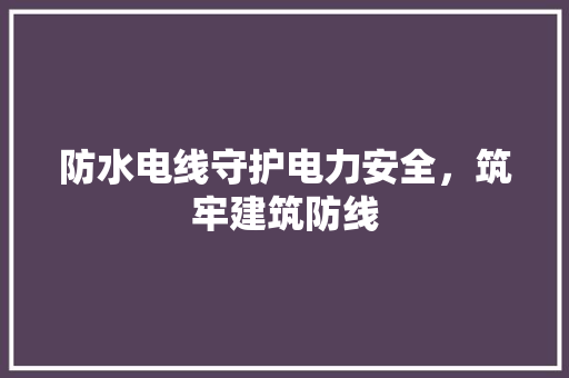防水电线守护电力安全，筑牢建筑防线