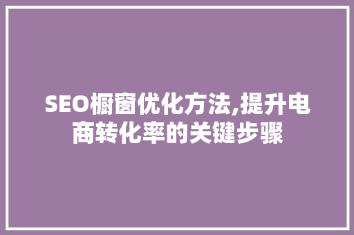 SEO橱窗优化方法,提升电商转化率的关键步骤