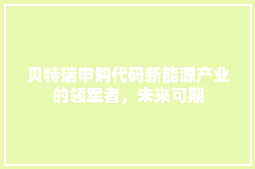 贝特瑞申购代码新能源产业的领军者，未来可期