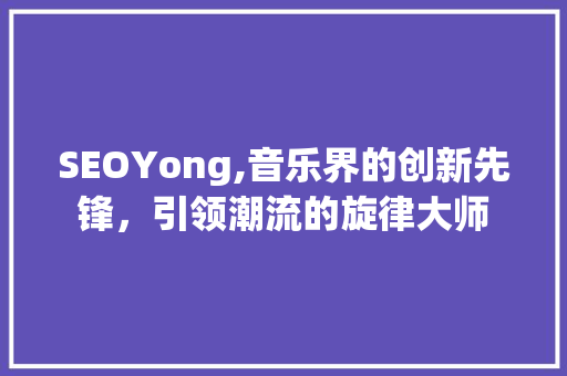 SEOYong,音乐界的创新先锋，引领潮流的旋律大师