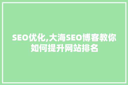 SEO优化,大海SEO博客教你如何提升网站排名