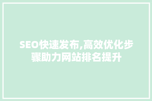 SEO快速发布,高效优化步骤助力网站排名提升
