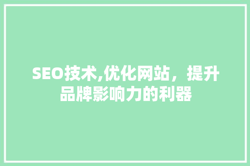 SEO技术,优化网站，提升品牌影响力的利器