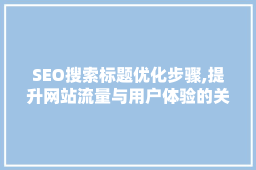 SEO搜索标题优化步骤,提升网站流量与用户体验的关键
