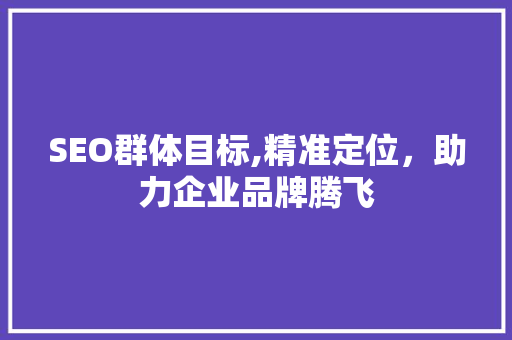 SEO群体目标,精准定位，助力企业品牌腾飞