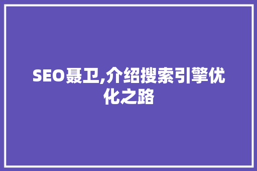 SEO聂卫,介绍搜索引擎优化之路