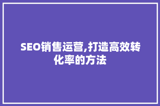 SEO销售运营,打造高效转化率的方法