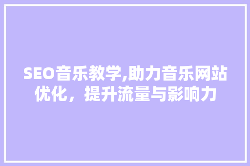 SEO音乐教学,助力音乐网站优化，提升流量与影响力