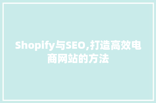 Shopify与SEO,打造高效电商网站的方法