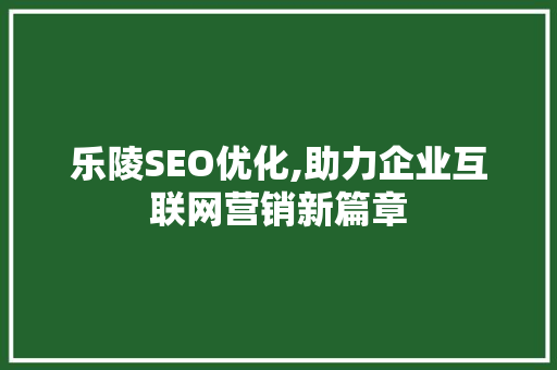 乐陵SEO优化,助力企业互联网营销新篇章  第1张