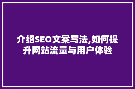 介绍SEO文案写法,如何提升网站流量与用户体验