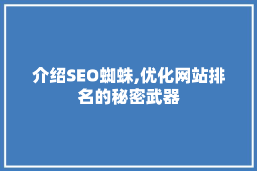 介绍SEO蜘蛛,优化网站排名的秘密武器