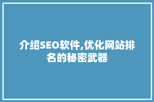 介绍SEO软件,优化网站排名的秘密武器