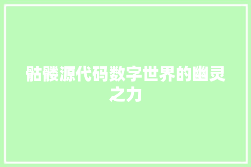 骷髅源代码数字世界的幽灵之力