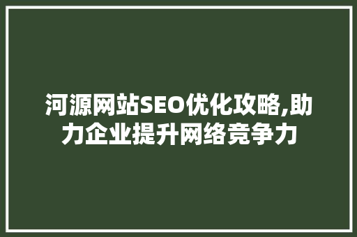 河源网站SEO优化攻略,助力企业提升网络竞争力