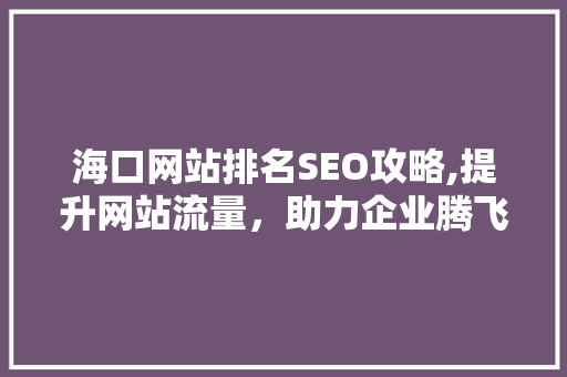 海口网站排名SEO攻略,提升网站流量，助力企业腾飞  第1张