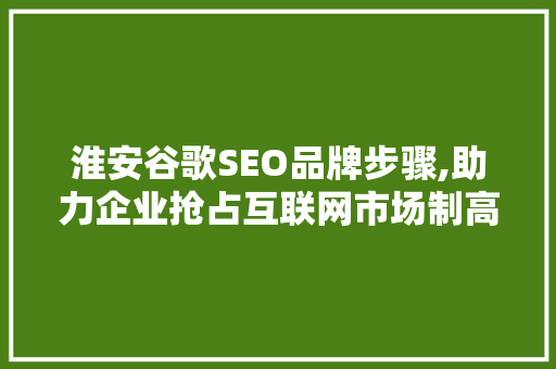 淮安谷歌SEO品牌步骤,助力企业抢占互联网市场制高点  第1张