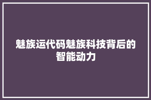 魅族运代码魅族科技背后的智能动力